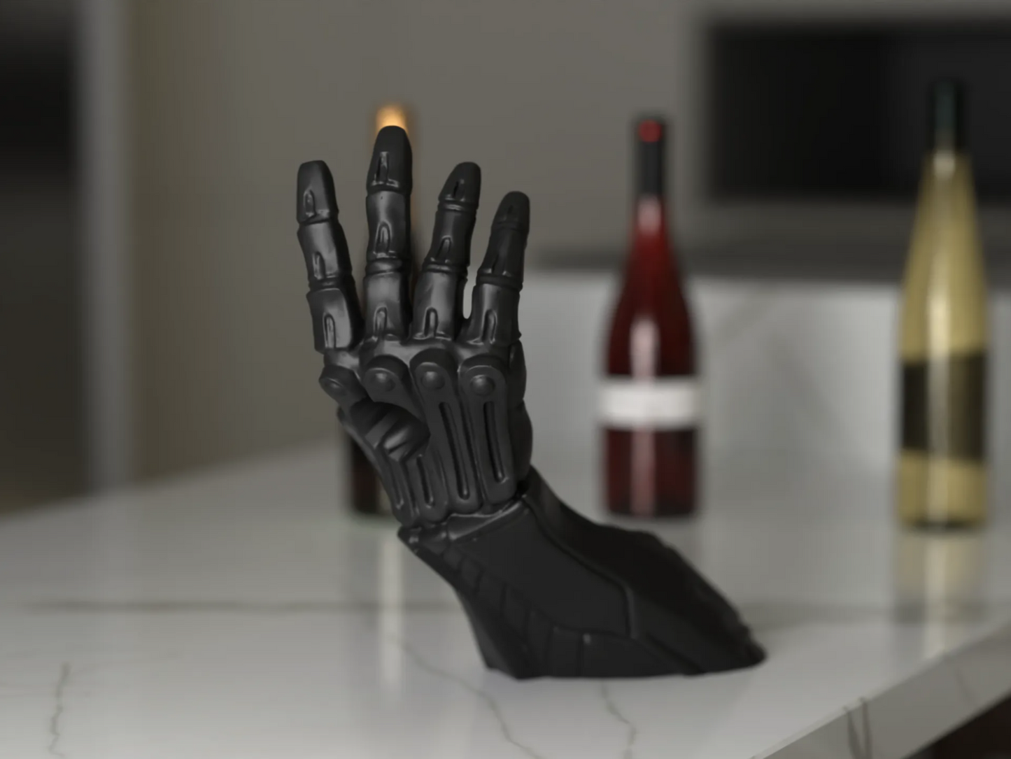 RoboPour: Futuristic Wine Holder Cyborg Arm